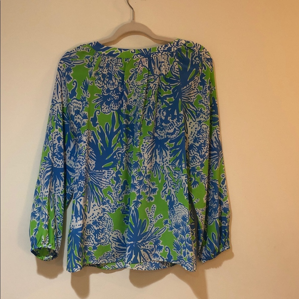 Lilly Pulitzer Vibrant Blue and Green Blouse - Picture 3 of 6
